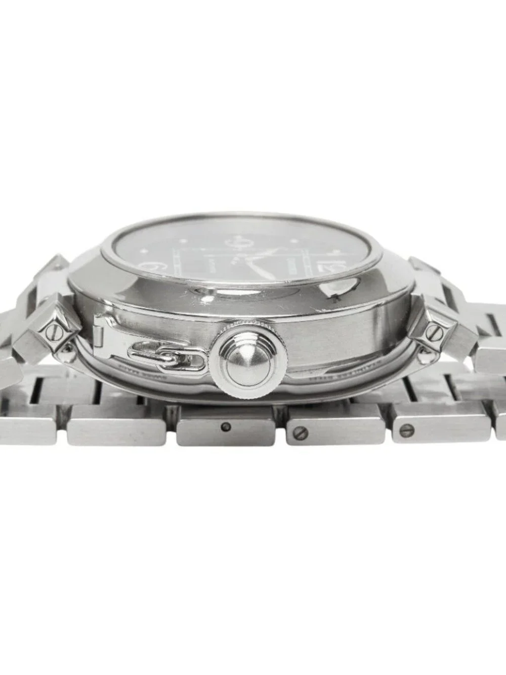 Cartier Pasha C Big Date Watch Black Silver Stainless Steel